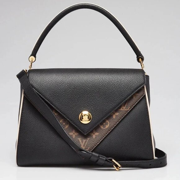 Louis Vuitton Black Leather and Monogram Coated Canvas Double V Bag - Picture 1 of 12